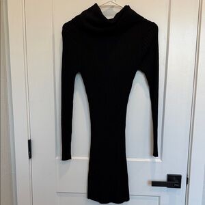 Elegant Black Bodycon Turtleneck Dress